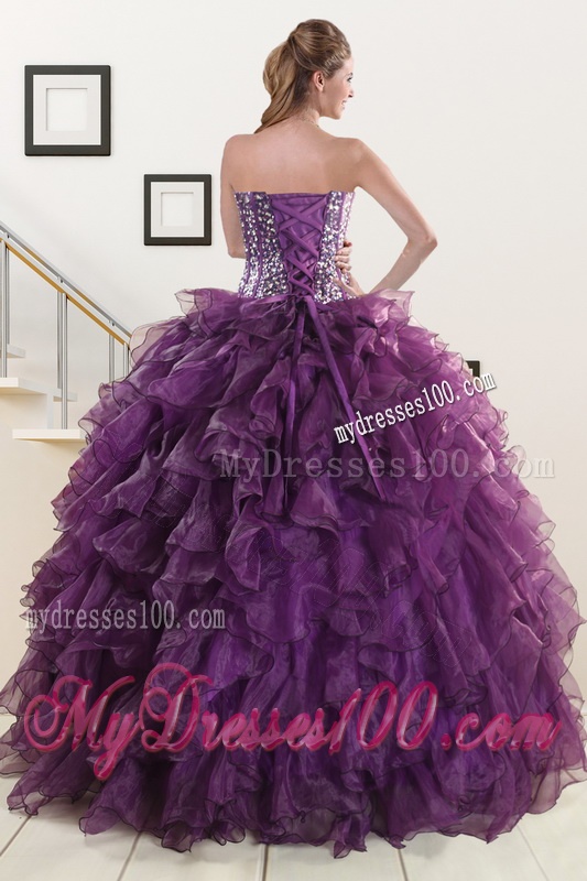 2016 New Style Purple Quinceanera Dresses with Beading and Ruffles