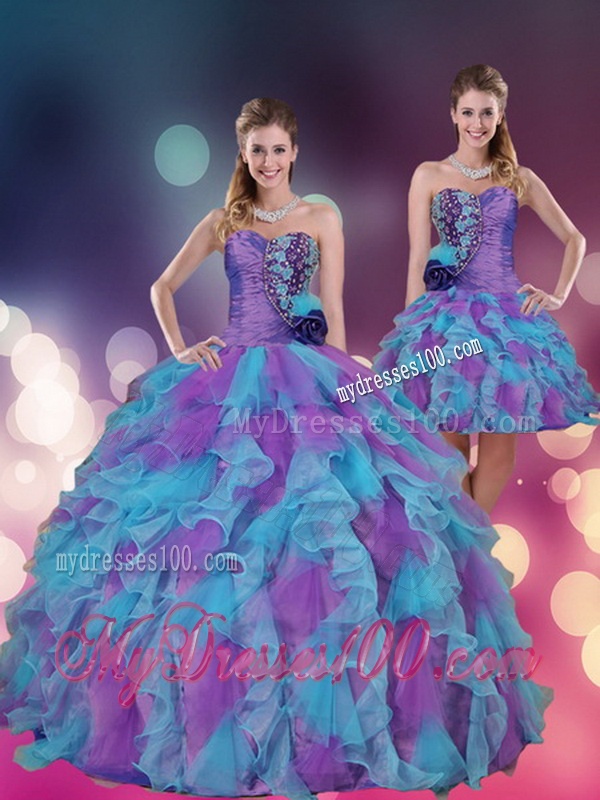 2016 Strapless Multi Color Quinceanera Dress with Beading and Ruffles