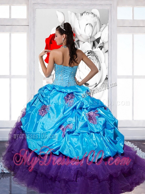 Gorgeous Beading and Ruffles 2016 Multi Color Quinceanera Dresses with Pick Ups