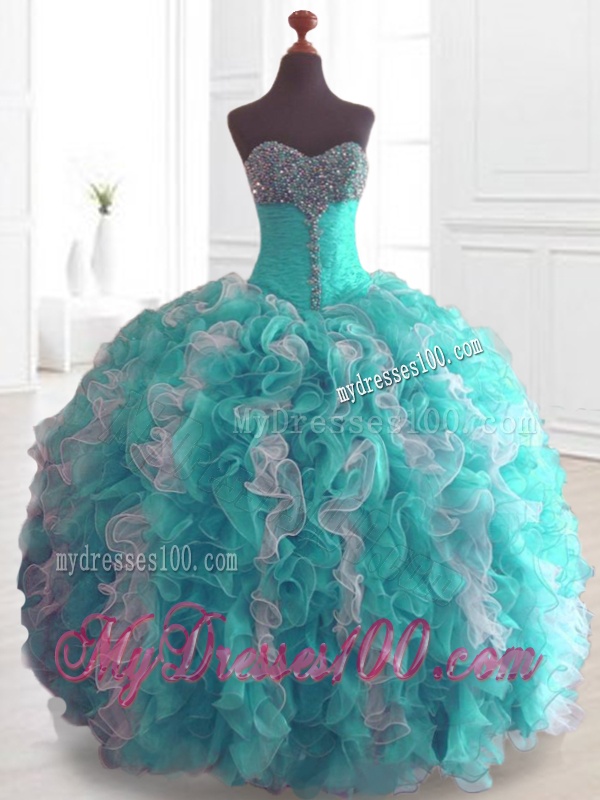 Low Price Beading and Ruffles Quinceanera Dresses in Multi Color
