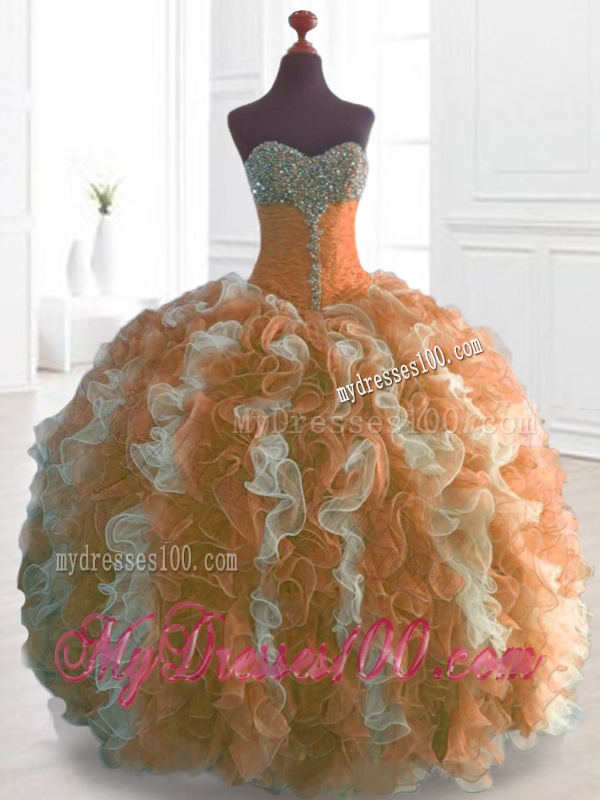 Low Price Beading and Ruffles Quinceanera Dresses in Multi Color