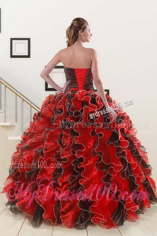 Unique Beaded Sweetheart Organza Quinceanera Dress in Multi-color