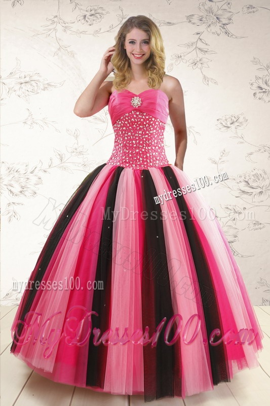 Unique Multi-color Sweet 15 Dresses with Beading for 2016