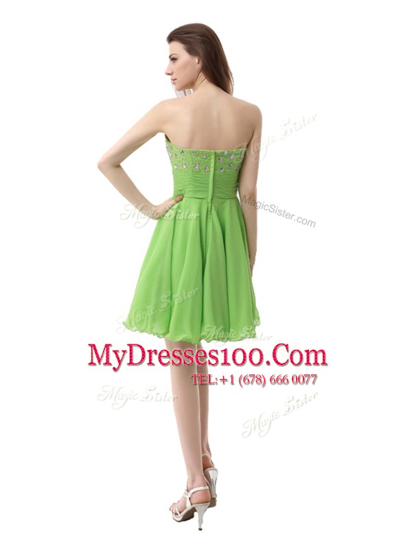 Sleeveless Knee Length Beading Zipper Prom Dress