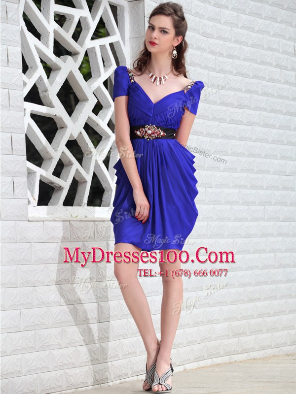 Sweet Royal Blue Sleeveless Chiffon Zipper Party Dress for Toddlers for Prom and Party