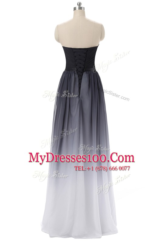 Classical Black Sleeveless Chiffon Lace Up for Prom and Party