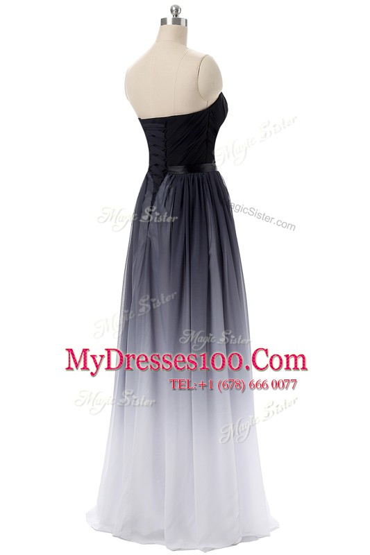 Classical Black Sleeveless Chiffon Lace Up for Prom and Party