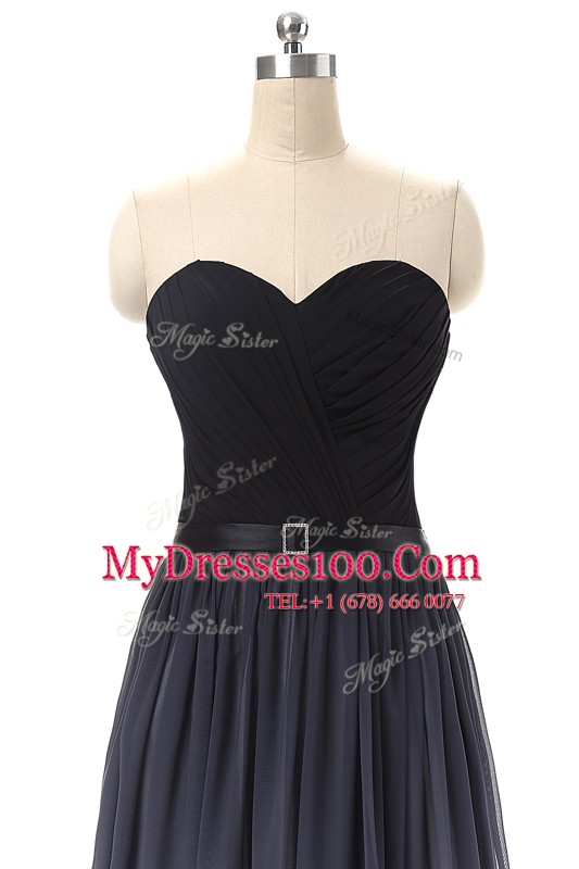 Classical Black Sleeveless Chiffon Lace Up for Prom and Party