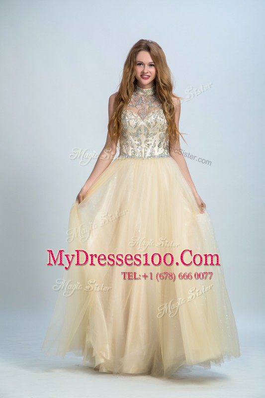 Exceptional Champagne Sleeveless Chiffon Zipper Homecoming Dress for Prom