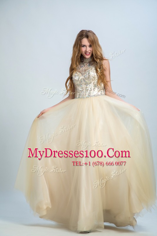Exceptional Champagne Sleeveless Chiffon Zipper Homecoming Dress for Prom
