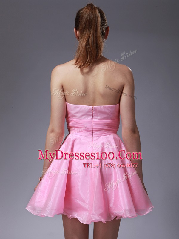 Exceptional Pink Teens Party Dress Prom and Party and For with Beading Sweetheart Sleeveless Zipper