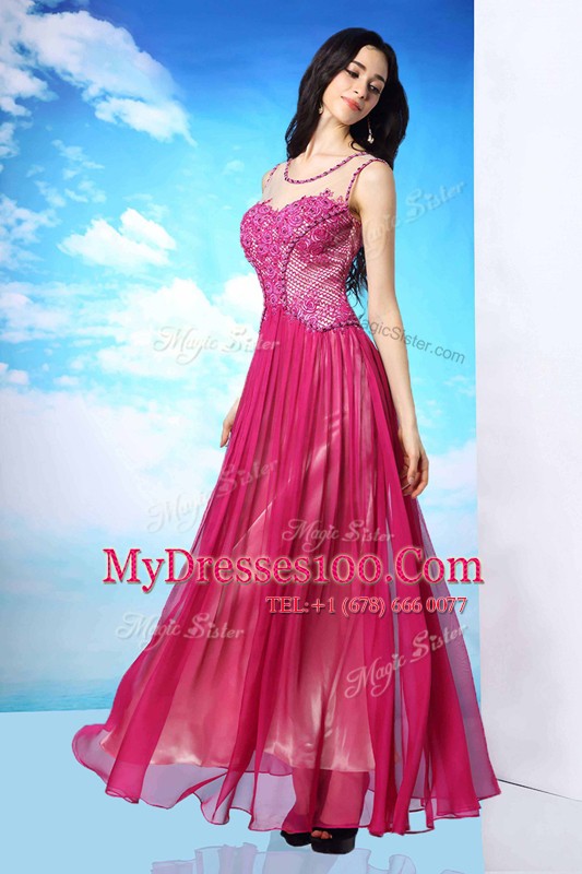 Scoop Sleeveless Side Zipper Floor Length Beading Mother Of The Bride Dress