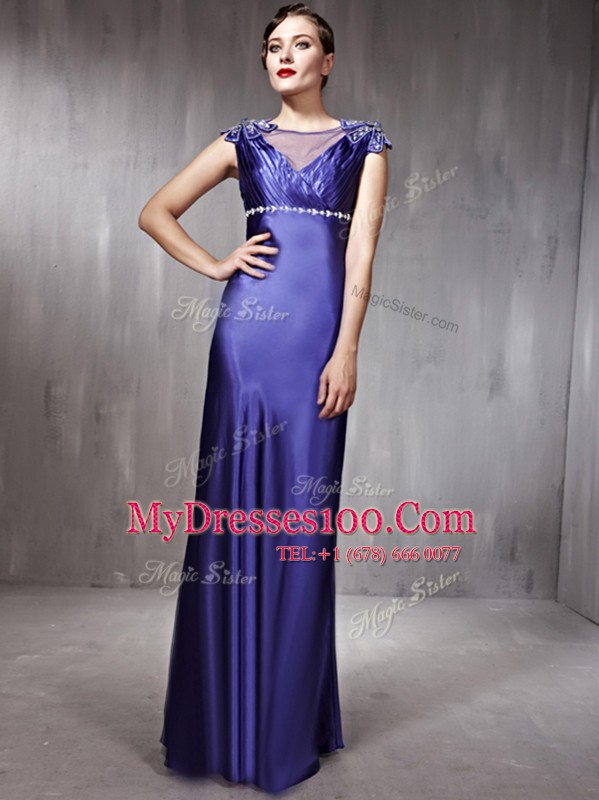 Spectacular Purple Side Zipper Scoop Beading Mother Of The Bride Dress Satin Sleeveless