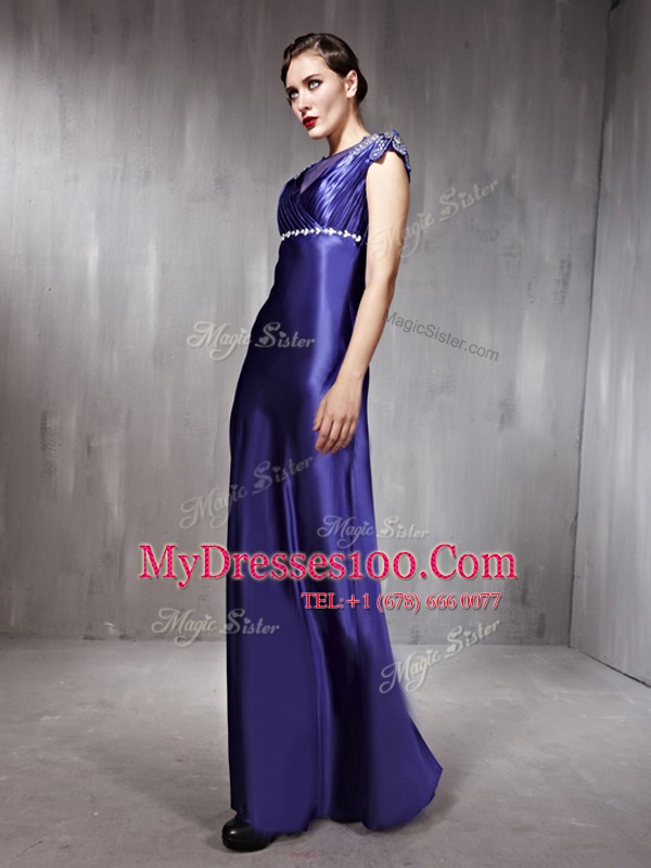Spectacular Purple Side Zipper Scoop Beading Mother Of The Bride Dress Satin Sleeveless