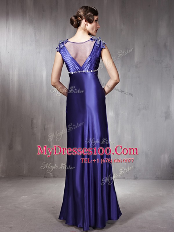 Spectacular Purple Side Zipper Scoop Beading Mother Of The Bride Dress Satin Sleeveless