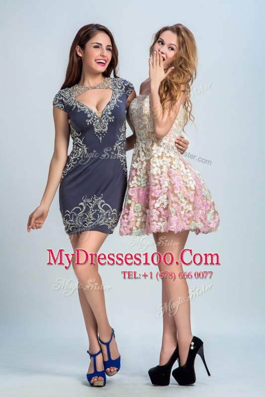 Hot Selling Lace Multi-color Club Wear Prom and Party and For with Appliques Strapless Sleeveless Zipper