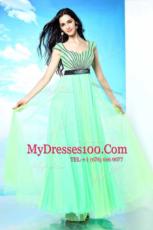 Lovely Beading Multi-color Backless Sleeveless Floor Length