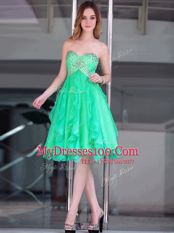 Super Green Prom Dresses Prom and Party and For with Beading Sweetheart Sleeveless Zipper