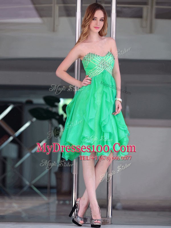 Super Green Prom Dresses Prom and Party and For with Beading Sweetheart Sleeveless Zipper