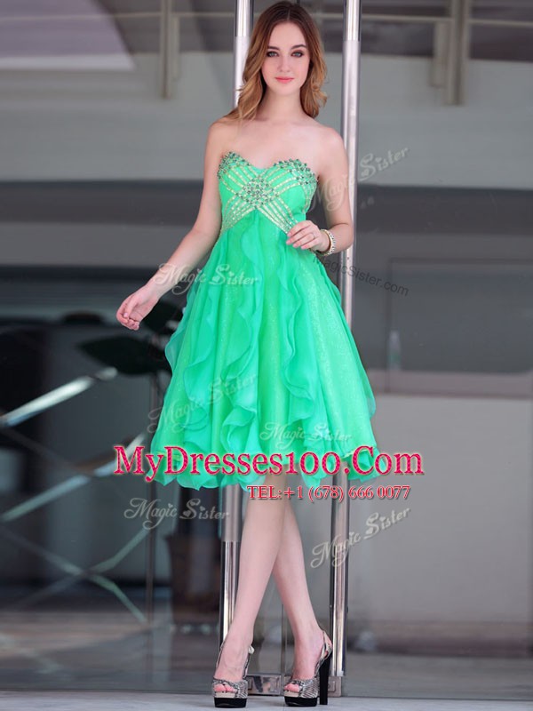 Super Green Prom Dresses Prom and Party and For with Beading Sweetheart Sleeveless Zipper