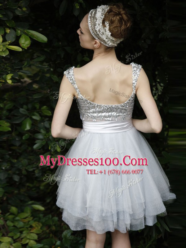 Organza Sleeveless Knee Length Cocktail Dresses and Beading and Ruffles