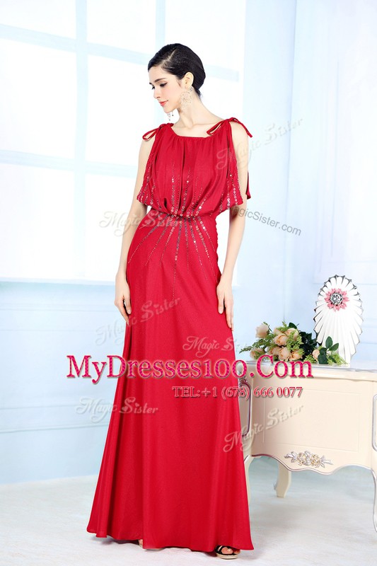 Excellent Column/Sheath Mother Of The Bride Dress Red Scoop Satin Sleeveless Floor Length Side Zipper