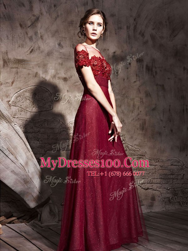 Short Sleeves Beading Zipper Mother Of The Bride Dress