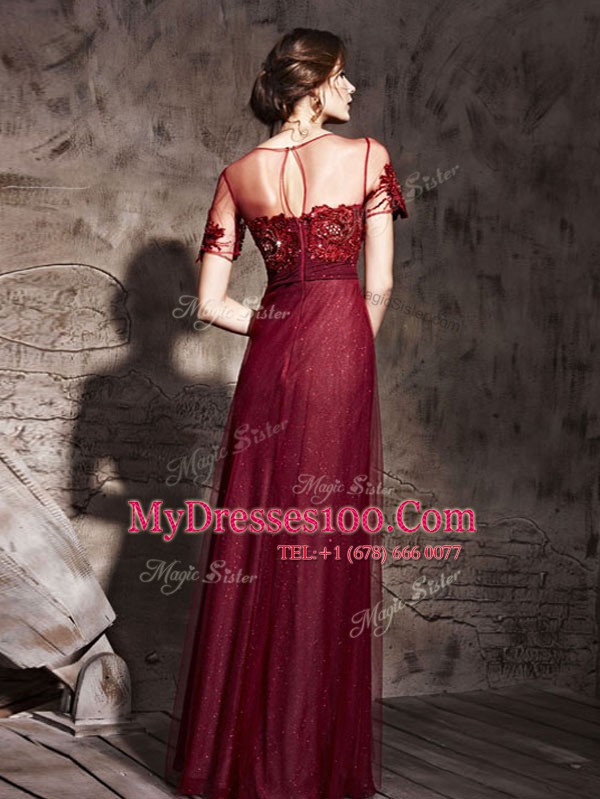 Short Sleeves Beading Zipper Mother Of The Bride Dress