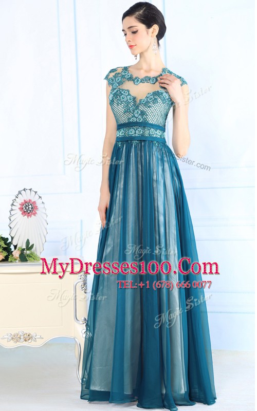 Popular Teal Scoop Zipper Lace Mother Of The Bride Dress Sleeveless