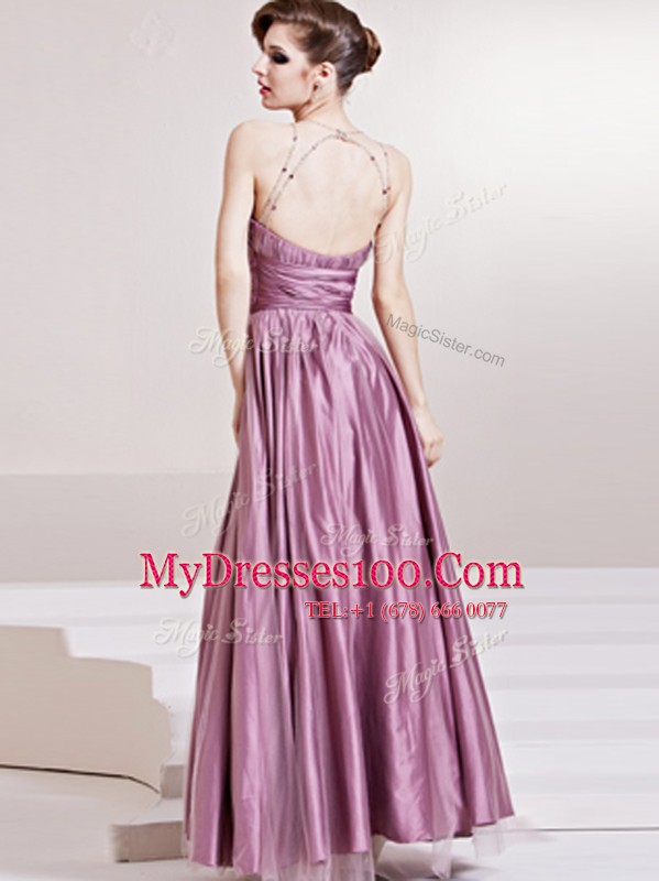 Glorious Scoop Lilac Sleeveless Taffeta Zipper Evening Dress for Prom and Party