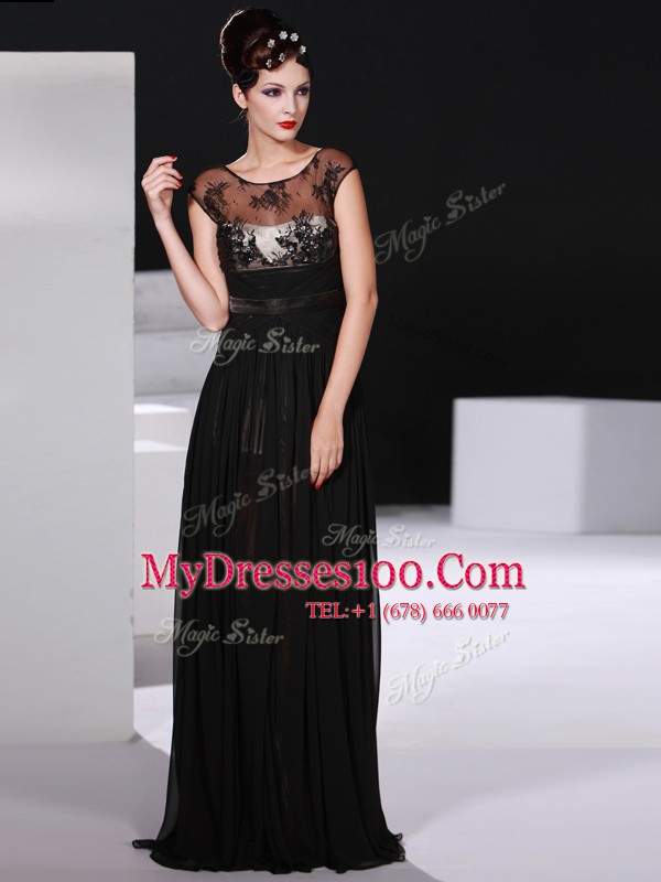 Black Mother Of The Bride Dress Prom and Party and For with Appliques Scoop Sleeveless Backless