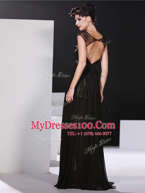 Black Mother Of The Bride Dress Prom and Party and For with Appliques Scoop Sleeveless Backless