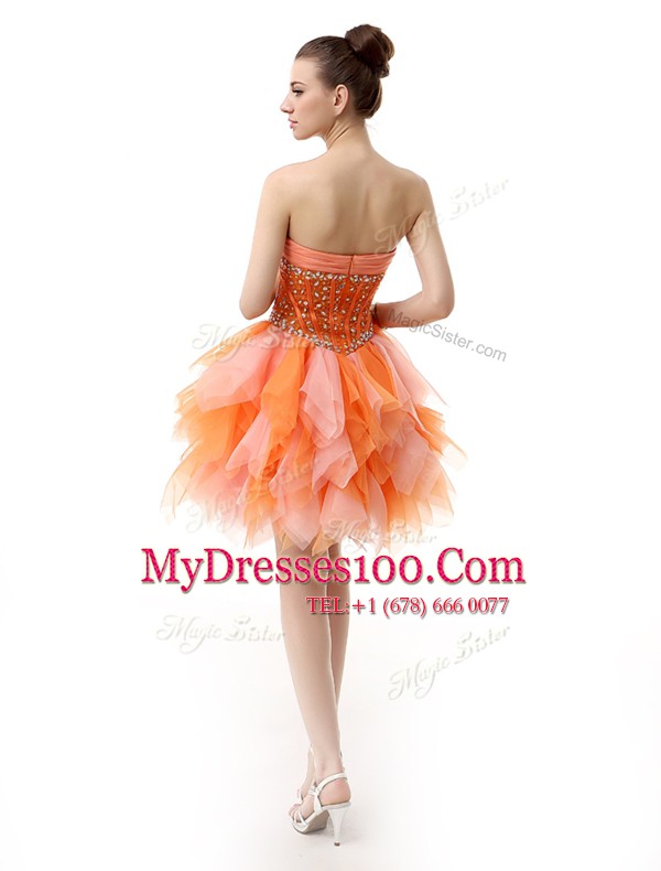 Organza Sweetheart Sleeveless Zipper Beading and Ruffles Dress for Prom in Multi-color