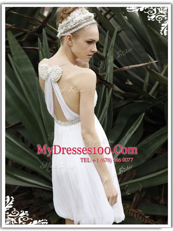 V-neck Sleeveless Criss Cross White Chiffon