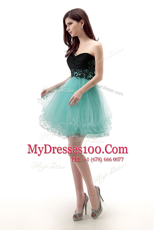 Blue And Black Sleeveless Lace Mini Length Cocktail Dresses