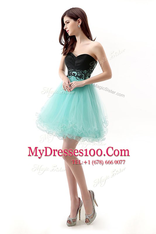 Blue And Black Sleeveless Lace Mini Length Cocktail Dresses