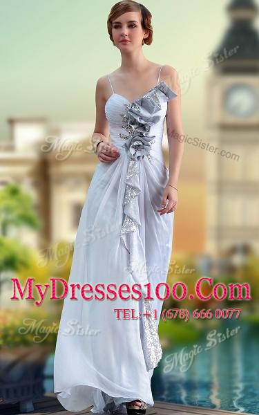 Smart Silver Zipper V-neck Beading and Ruching Homecoming Dress Chiffon Sleeveless