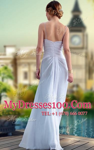 Smart Silver Zipper V-neck Beading and Ruching Homecoming Dress Chiffon Sleeveless