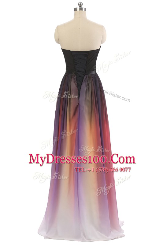 Floor Length Multi-color Homecoming Dress Sweetheart Sleeveless Lace Up