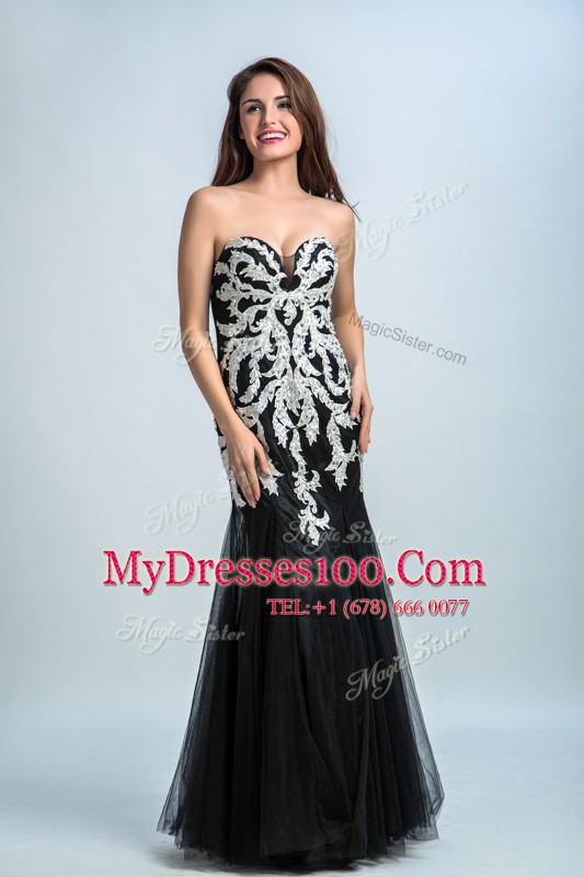 High End Tulle Sweetheart Sleeveless Zipper Embroidery Homecoming Dress Online in Black