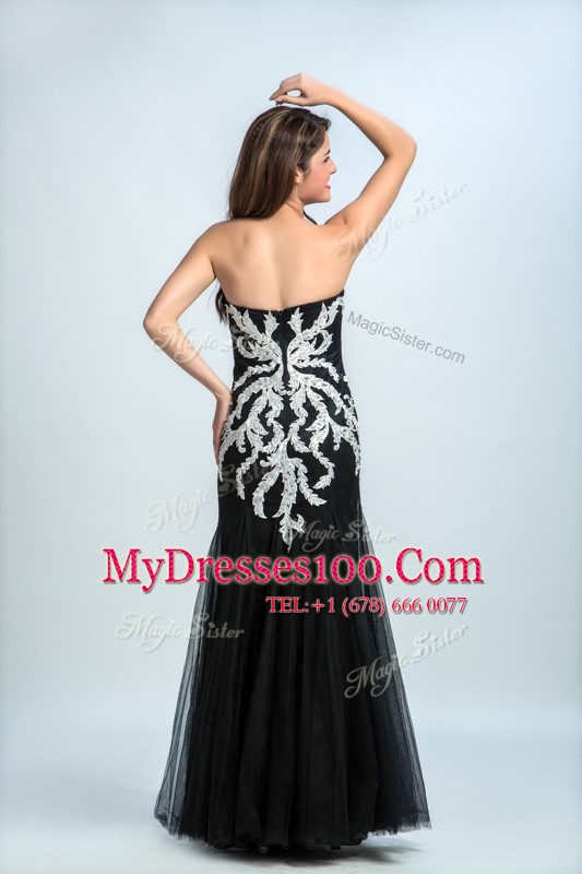 High End Tulle Sweetheart Sleeveless Zipper Embroidery Homecoming Dress Online in Black
