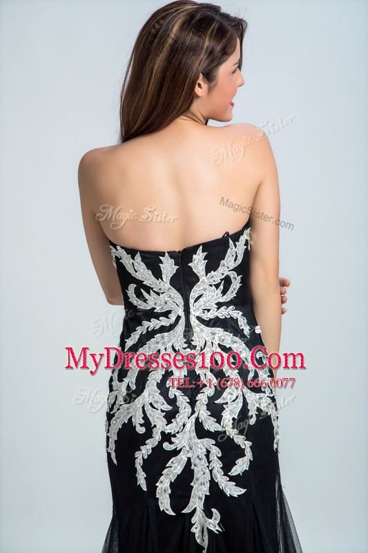 High End Tulle Sweetheart Sleeveless Zipper Embroidery Homecoming Dress Online in Black