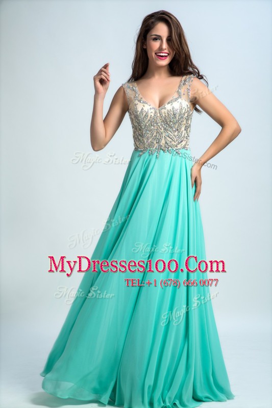 Fabulous Sleeveless Beading and Appliques Zipper Prom Dress