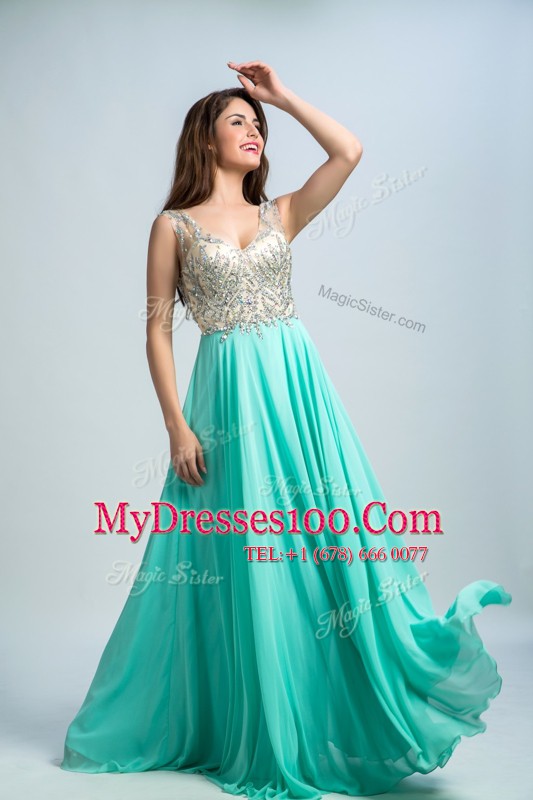 Fabulous Sleeveless Beading and Appliques Zipper Prom Dress