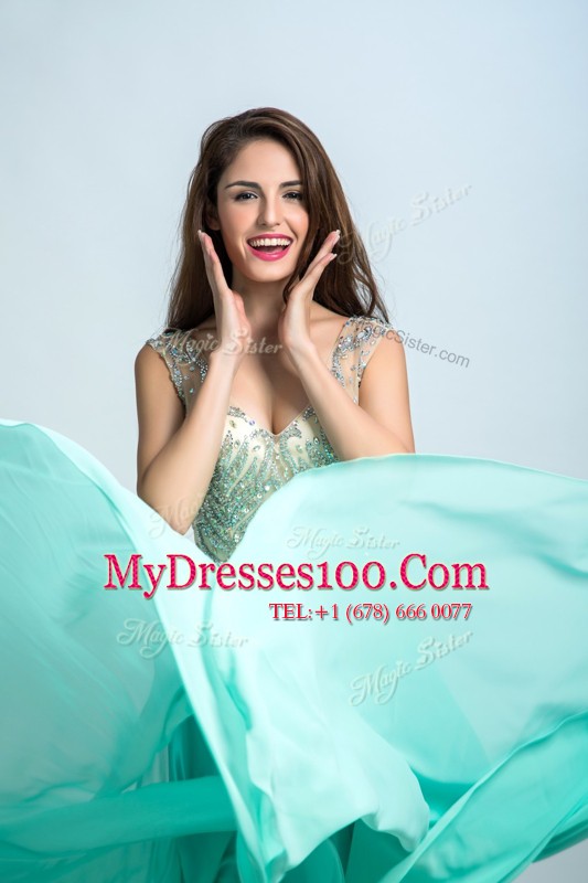 Fabulous Sleeveless Beading and Appliques Zipper Prom Dress