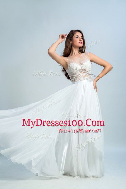 White Sleeveless Tulle Zipper Prom Party Dress for Prom and Party