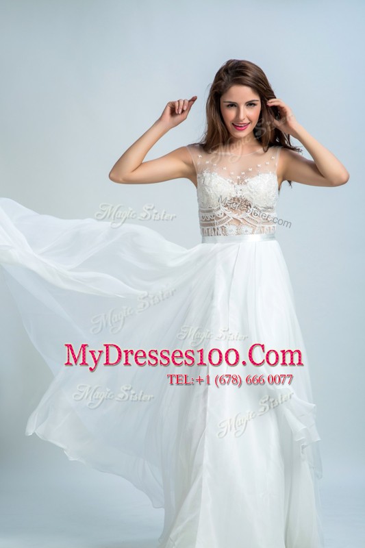 White Sleeveless Tulle Zipper Prom Party Dress for Prom and Party