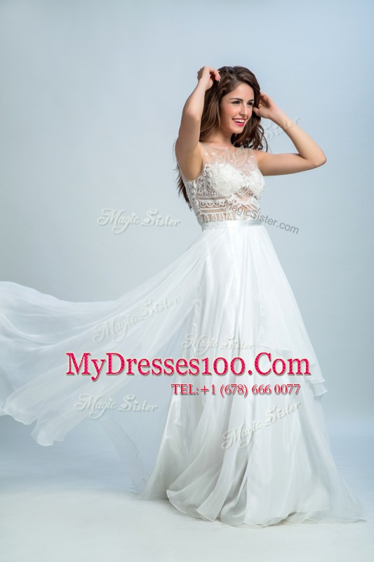 White Sleeveless Tulle Zipper Prom Party Dress for Prom and Party
