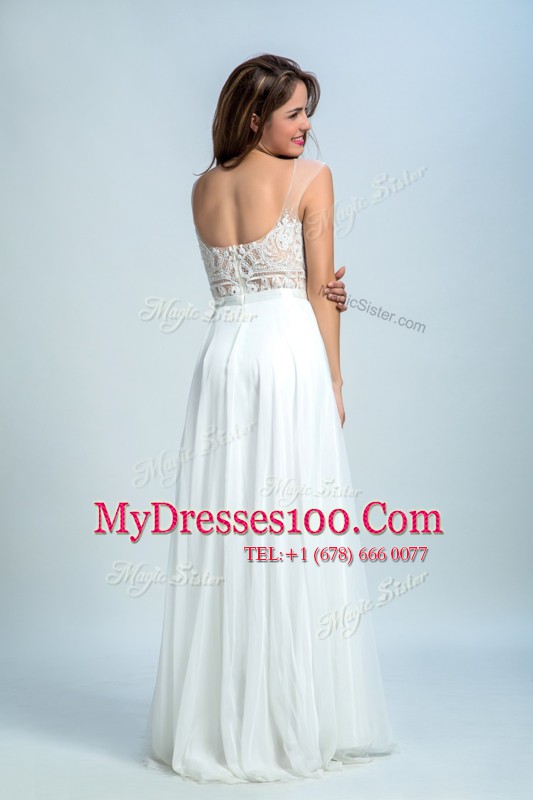 White Sleeveless Tulle Zipper Prom Party Dress for Prom and Party