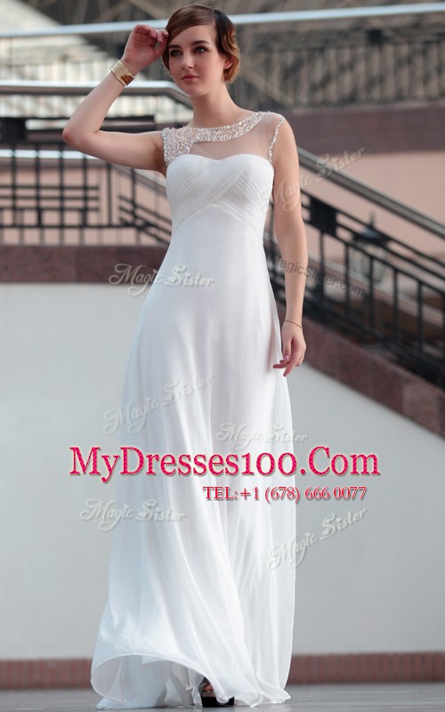 Dynamic Bateau Sleeveless Satin Homecoming Dress Beading and Lace Zipper
